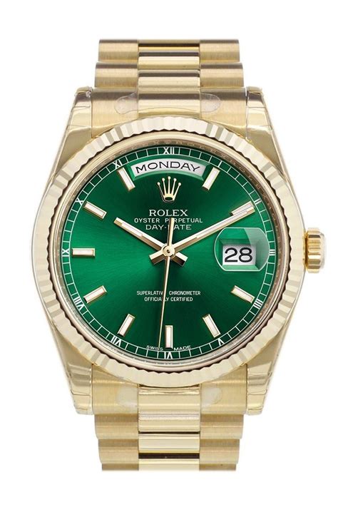 rolex oyster perpetual day date green price|Rolex Day-Date president 36mm.